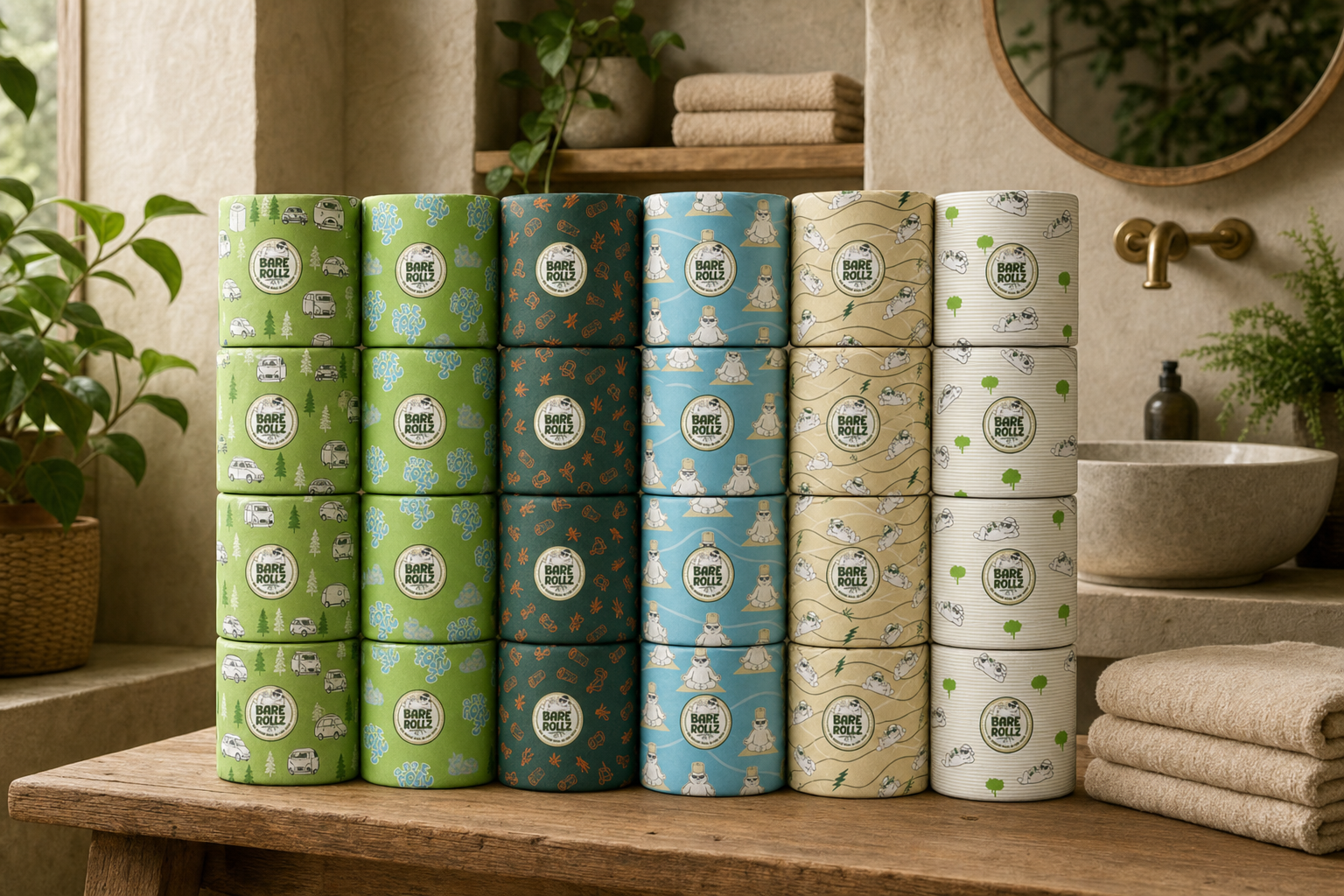 24 Pack Premium 100% Bamboo Pulp Toilet Paper Double Length 370 Sheets